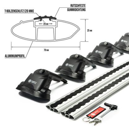 Turtle AIR3 | Dachgepäckträger Dachträger | Kompatibel mit FIAT Panda Hatchback 5D 2012-