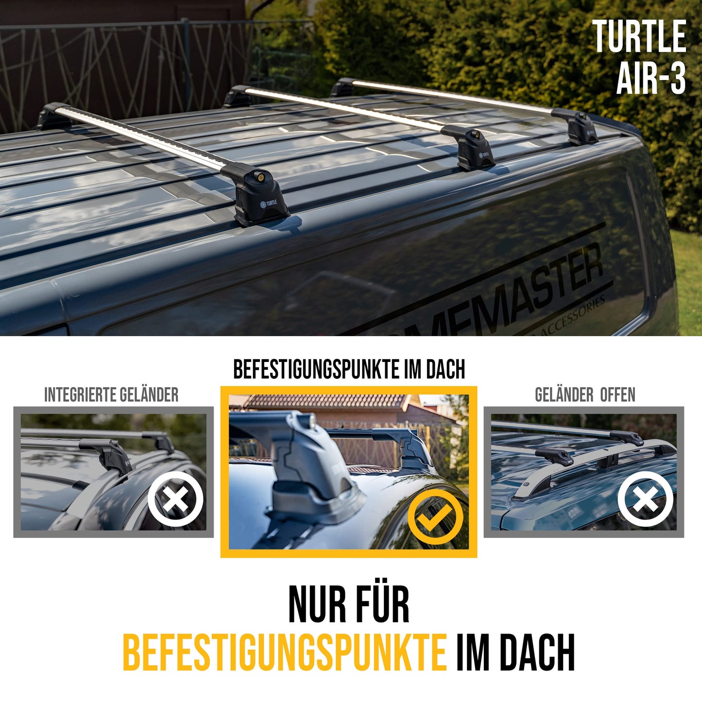 Turtle AIR3 | Dachgepäckträger Dachträger | Kompatibel mit Volkswagen Amarok 2010-