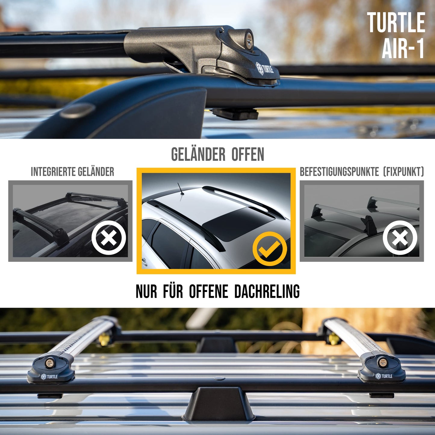 Turtle AIR1 | Dachgepäckträger Dachträger | Kompatibel mit Hyundai Tucson 2004-2010