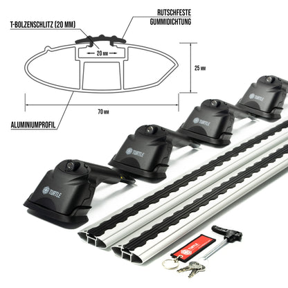 Turtle AIR3 | Dachgepäckträger Dachträger | Kompatibel mit Volkswagen Caddy 2004-2010