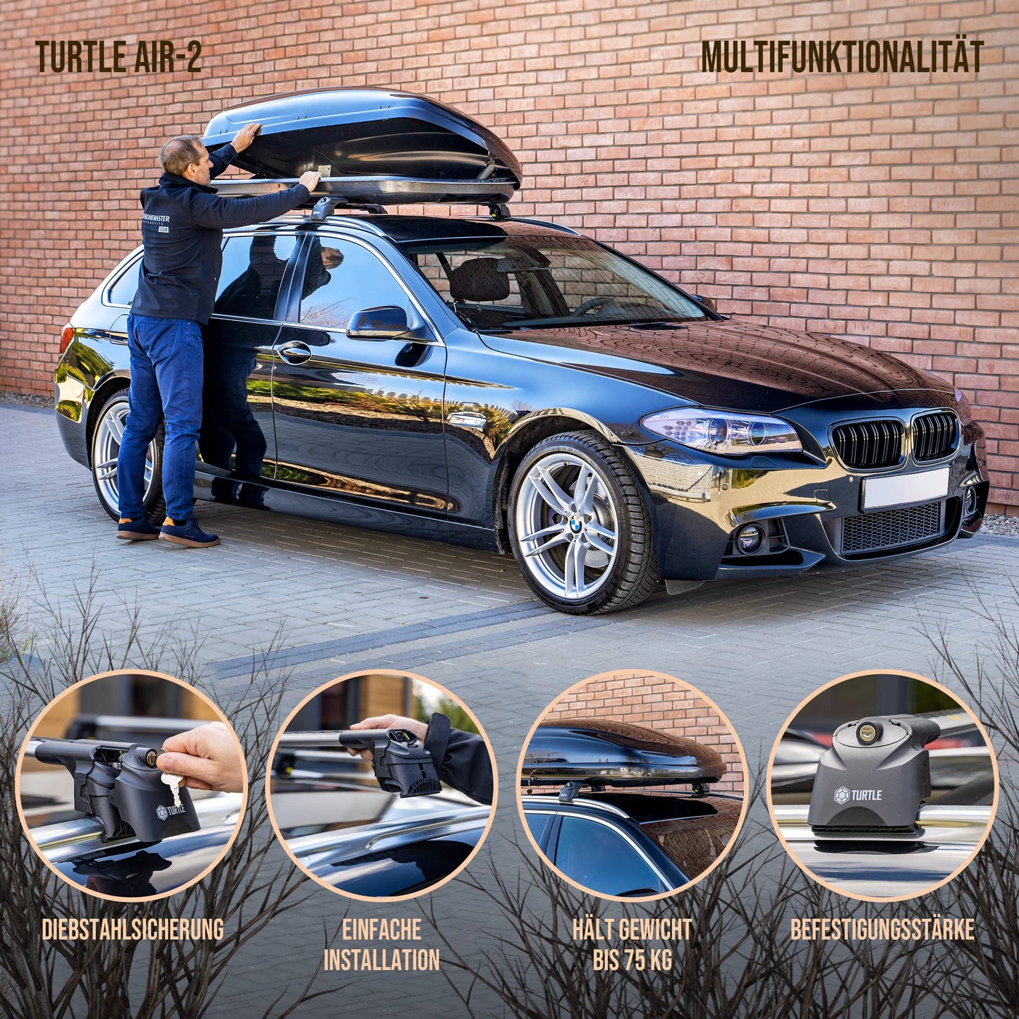 Turtle AIR2 | Dachgepäckträger Dachträger | Kompatibel mit Ford Mondeo 4 Kombi 2007-2013